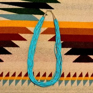 Multi-strand heishi Kingman turquoise necklace